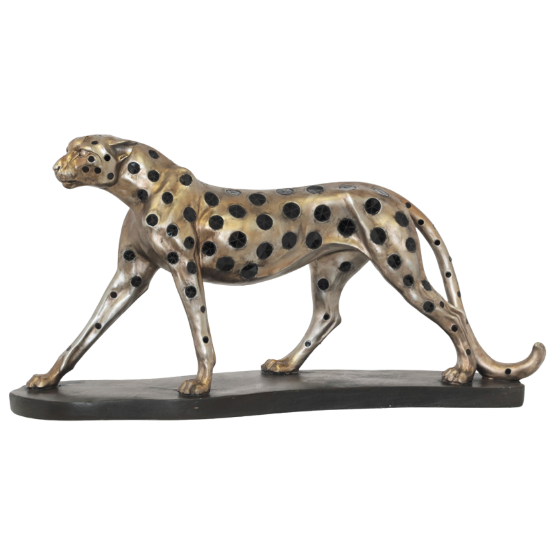 Walking Cheetah on Base Sculpture