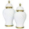 Luna Luxe Classic White & Gold Swirl Ginger Jar