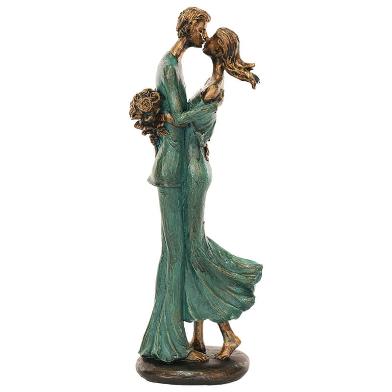 Romantic Embrace Figurine Teal & Bronze Finish