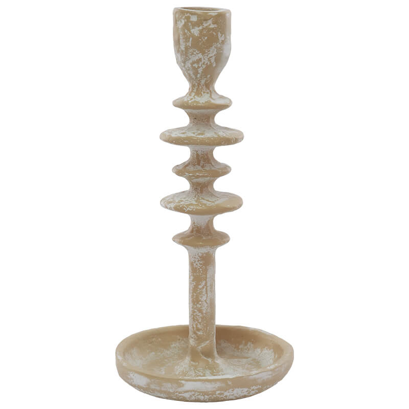 Sahara Gold Whitewashed Candle Holder – Rustic Elegance in Metal