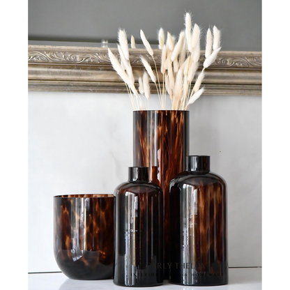 Venetian Tortoise Shell Glass Cylinder Vase