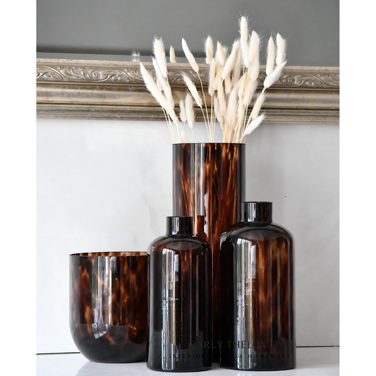 Venetian Tortoise Shell Glass Cylinder Vase