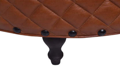 Hughley Genuine Leather Round Ottoman - Carly Thella Interior