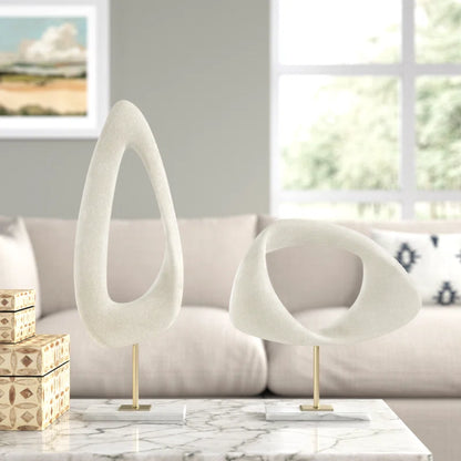 Alkin Teardrop Modern Abstract Sculpture with Marble Base