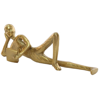 Golden Reader Sculpture – Modern Tranquility in Sculpted Form