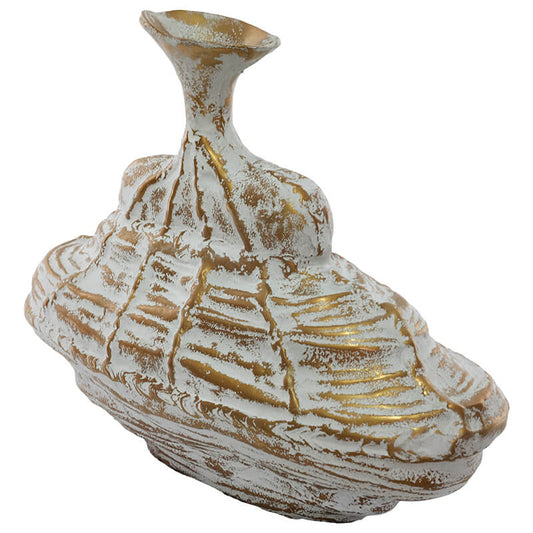 Whitewashed Terracotta Vase – Sculptural Grace with Rustic Detail