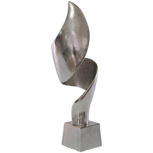 Abstract Silver Swirl Sculpture