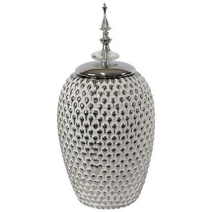 The Celestia Silver Textured Ginger Jar