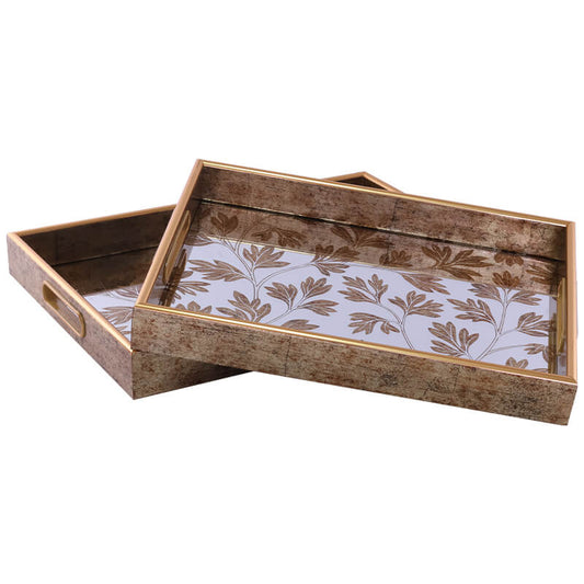Botanical Gold Decorative Tray Set (Set of 2)