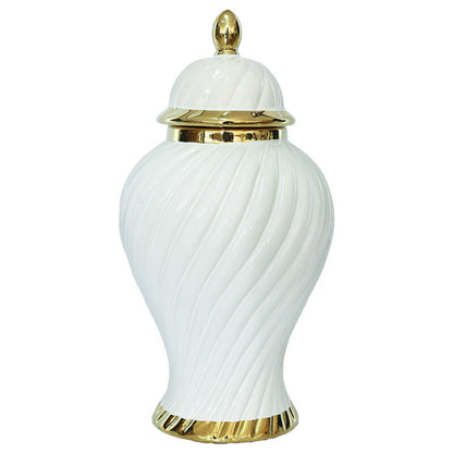 Luna Luxe Classic White & Gold Swirl Ginger Jar