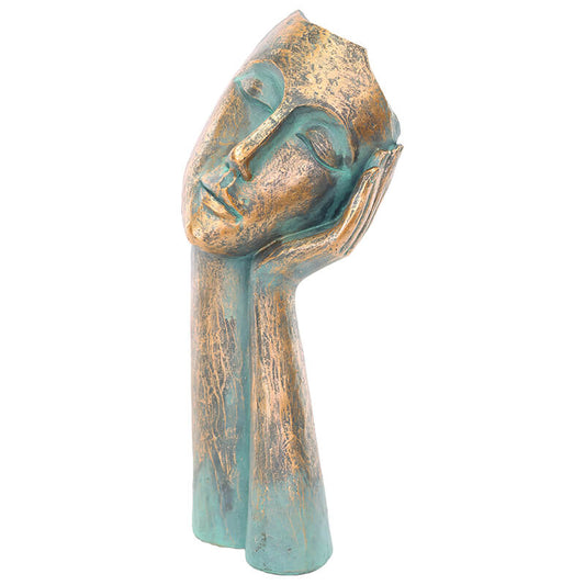Tranquil Dreamer Sculpture Teal & Bronze Finish