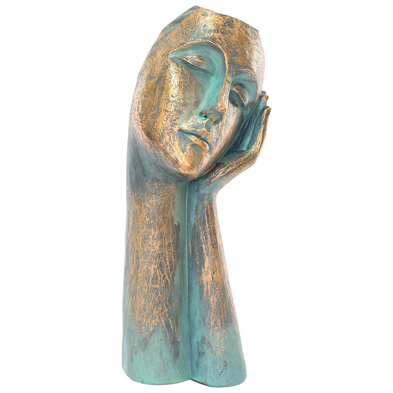 Tranquil Dreamer Sculpture Teal & Bronze Finish