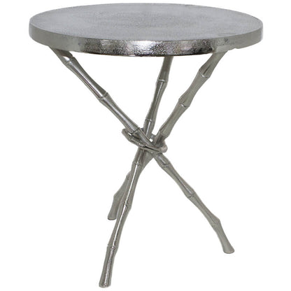 Bamboo-Inspired Side Table with Metal Finish