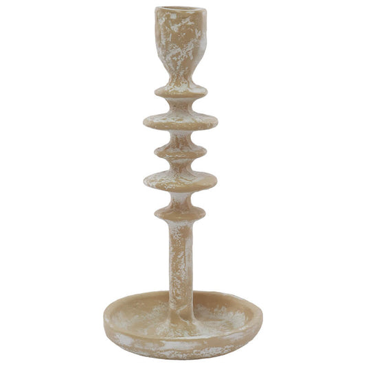 Sahara Gold Whitewashed Candle Holder – Rustic Elegance in Metal